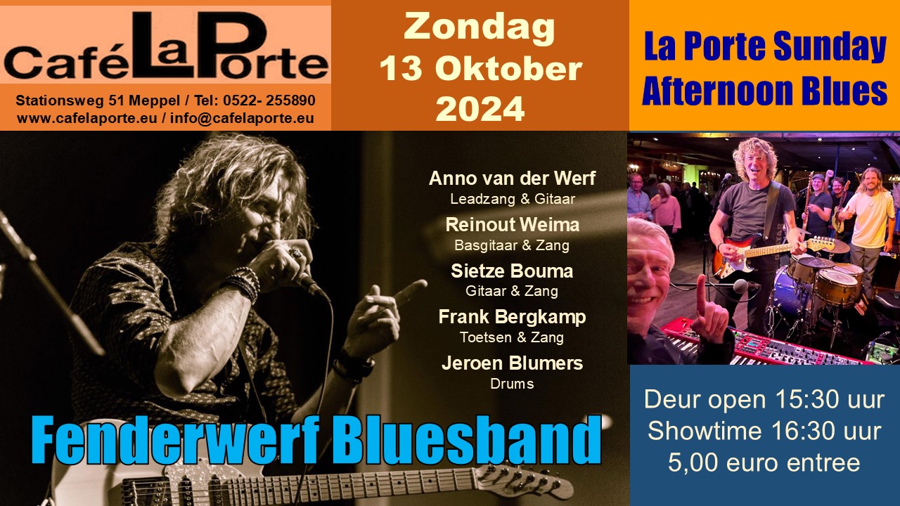 Fenderwerf Bluesband in café La Porte Meppel