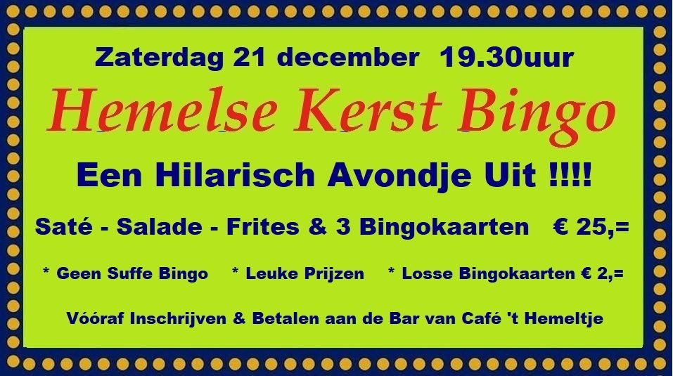 Hemelse Kerst Bingo